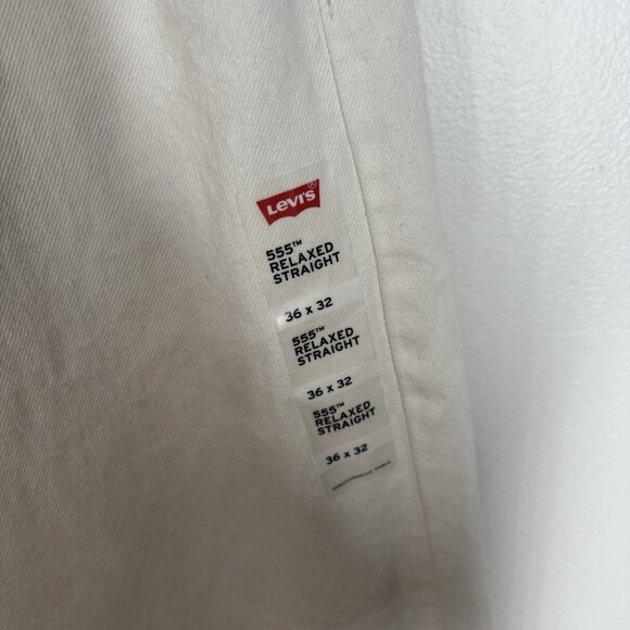 Levis Men Size 36x32 Ivory Denim 5-Pocket Casual 555 Relaxed Straight Jeans NWT - Picture 8 of 16